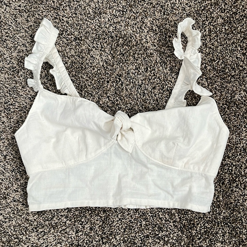 Express Cotton Linen-Feel Crop Top, NWOT